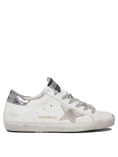 Golden Goose Super-star Sneakers With Suede Star And Silver Dx Heel Tab And Gold Sx Heel Tab Shoes In White