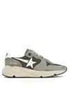 Golden Goose Running Sole In Green Suede With White Leather Star And Heel