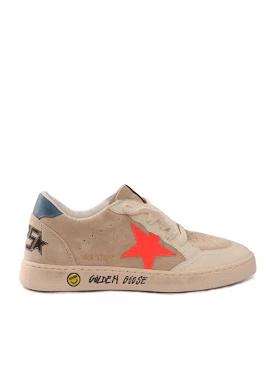 Golden Goose Sneakers Ball Star New Suede Upper With Ornamental Stichi In Neutral