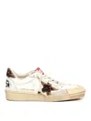 Golden Goose Ball Star Sneakers Leopard Print In White