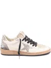 Golden Goose Nappa Leather Sneakers With Silver Glitter Star Accents In White