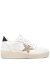 Golden Goose Women's Ball Star 2 Sneakers With Gold Glitter Star And Black Glitter Heel Tab In White