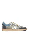 Golden Goose Ballstar Double Upper Without Heel Leather And Suede Upper Suede Toe And Spur Laminated In Grey