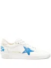 Golden Goose Deluxe Brand Low-top White Leather Sneakers With Blue Star Accent In White