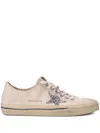 Golden Goose V-star Canvas Sneakers In Beige/silver