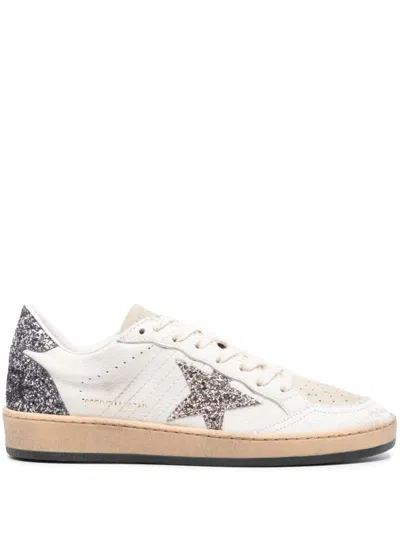 GOLDEN GOOSE GOLDEN GOOSE LEATHER BALL STAR SNEAKERS WITH GLITTER