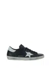 Golden Goose Black Leather Sneakers With Signature Star Emblem In Black