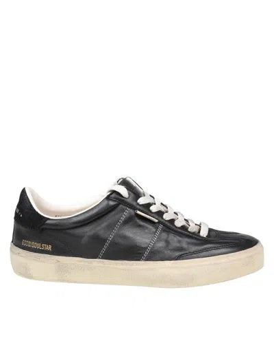 Golden Goose Deluxe Brand Vintage-inspired Black Leather Sneakers With Contrasting White Laces