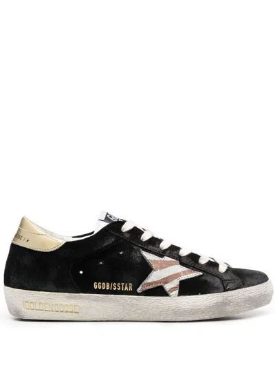 Golden Goose Sneakers In Black/white/white Beige Zebra/gold