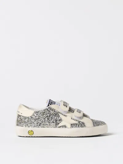 Golden Goose Kids' Old School Glitter Upper Leather Star And Heel Include Stesso Codice Gyf In Silver