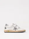 Golden Goose Ballstar White Low Top Sneakers With Glitter Star Shaped Patch On The Side And Logo Patch On The Ton In White
