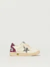Golden Goose White Leather Ball Star Sneakers With Silver/pink Glitter In White