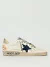 Golden Goose Ball Star Sneakers In Vintage Effect Leather With Blue Leather Star Shoes