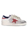 Golden Goose Stardan Mesh And Leather Sneakers White And Red In Multi