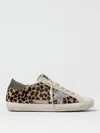 Golden Goose Soul-star Distressed Leather-trimmed Leopard-print Calf Hair Sneakers In Beige