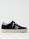 Golden Goose Hi Star Suede Sneakers With Glittered Star And Heel Tab In Black