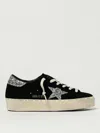Golden Goose Hi Star Suede Sneakers With Glittered Star And Heel Tab In Black