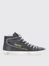 Golden Goose Slide Leather Upper Star List And W In Black
