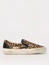 Golden Goose Brown Low Top Sneakers With Embossed Logo On The Heel And All-over Leopard Motif In Braun