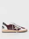 Golden Goose Ball-star Leather-trimmed Glitter Sneakers In Burgundy