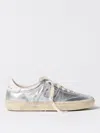 Golden Goose 'soulstar' Metallic Low Top Sneakers With Logo Patch On The Tongue And Logo Lettering On Side And He In Silver