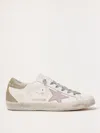 Golden Goose Deluxe Brand Premium White Leather Sneakers With Glitter Accents In White