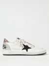 Golden Goose Ballstar Leather Upper And Toe Glitter Star And Heel Suede Spur Shoes In White