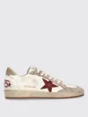 Golden Goose Ball Star Distressed Effect Sneakers With Red Leather Star And Pink Suede Heel Tab Shoe In White