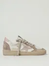 Golden Goose 'ballstar' White Low Top Sneakers With Glittered Star Patch On The Side And Glittered Heel With Logo In Multi