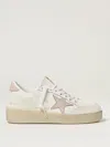 Golden Goose Distressed Leather Sneakers With Star Detail In White