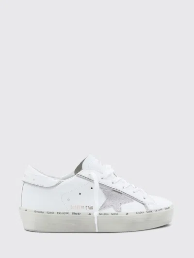Golden Goose Distressed White Leather Low-top Sneakers In Multi
