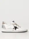 Golden Goose Ballstar Leather Upper And Toe Glitter Star And Heel Suede Spur Shoes In Weiss