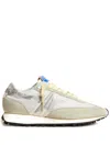 Golden Goose Marathon Sneakers In White Nylon With Suede Inserts And Silver Leather Heel Tab In Gray