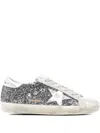Golden Goose Super-star In Leather With Silver Glitter In Gray