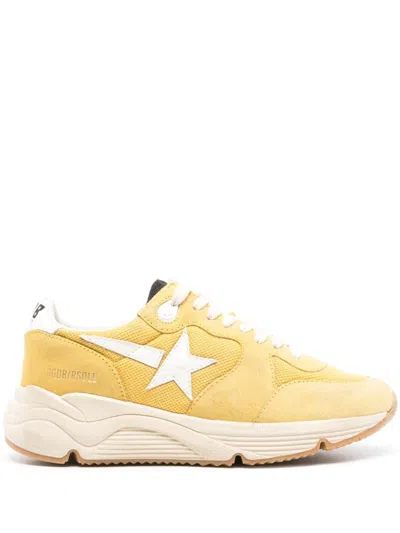 Golden Goose Soft Suede Low-top Sneakers With Mesh Accents In Yellow