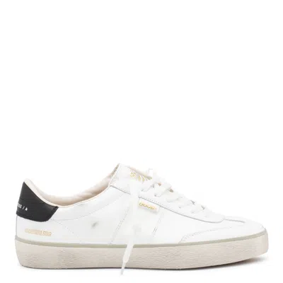 Golden Goose Soul-star Distressed Leather Sneakers In White