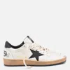 Golden Goose White And Black Leather Ball Star Low Sneakers In White