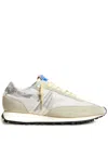 Golden Goose Marathon Sneakers In White Nylon With Suede Inserts And Silver Leather Heel Tab In Neutral