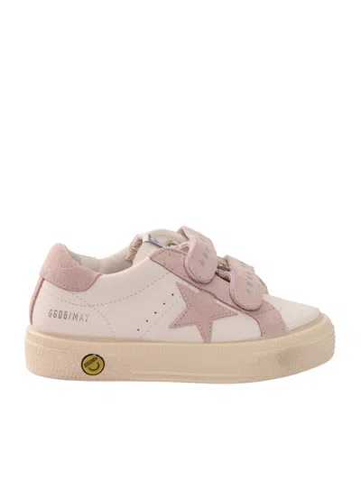 Golden Goose Sneakers May School Leather Upper Toe And Tongue Suede St In White