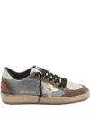 Golden Goose Ball Star Nubuck Sneakers With Green Suede Inserts And Laminated Leather Star Shoes In Multi