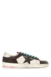 Golden Goose Distressed Leather Sneakers With Two-tone Star Patch In Multi