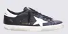 Golden Goose 'super-star' Black Low Top Sneakers With Logo Patch And Suede Details In Leather Man