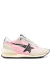 Golden Goose Marathon Nylon And Suede Sneakers With Black Star Shoes In Rosa E Argento