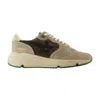 Golden Goose Calfskin Sneakers With Running Sole Logo Detail In Neutral