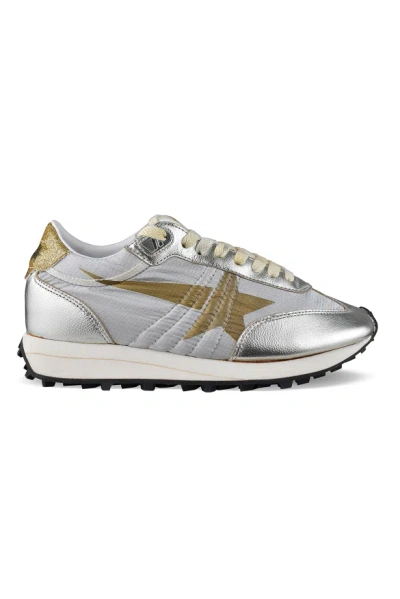 Golden Goose Running Marathon Nylon Upper Lamineted Toe And Spur Printed Star Glitter Heel Shoes In Multi