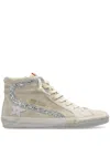 Golden Goose Leather Slide High-top Sneakers In Seedpearl/grey/orchid/silver