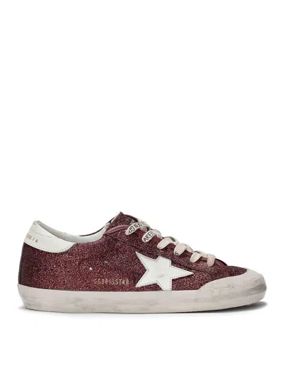 Golden Goose Deluxe Brand Bordeaux Glitter Sneakers With Vintage-inspired Silhouette In Burgundy