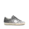 Golden Goose Super Star Glitter Sneakers In Silver And Black Color In Black