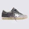 Golden Goose Silver And Black Leather Super Star Sneakers