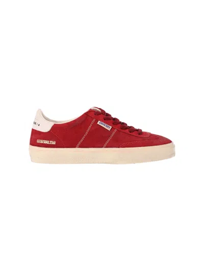 Golden Goose Rounded Toe Red Calf Leather Sneakers In Burgundy